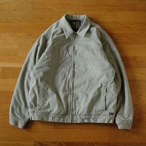 Quiksilver Men's Casual Jacket Beige Full Zip Collared Lined Size XL Plaid Lined